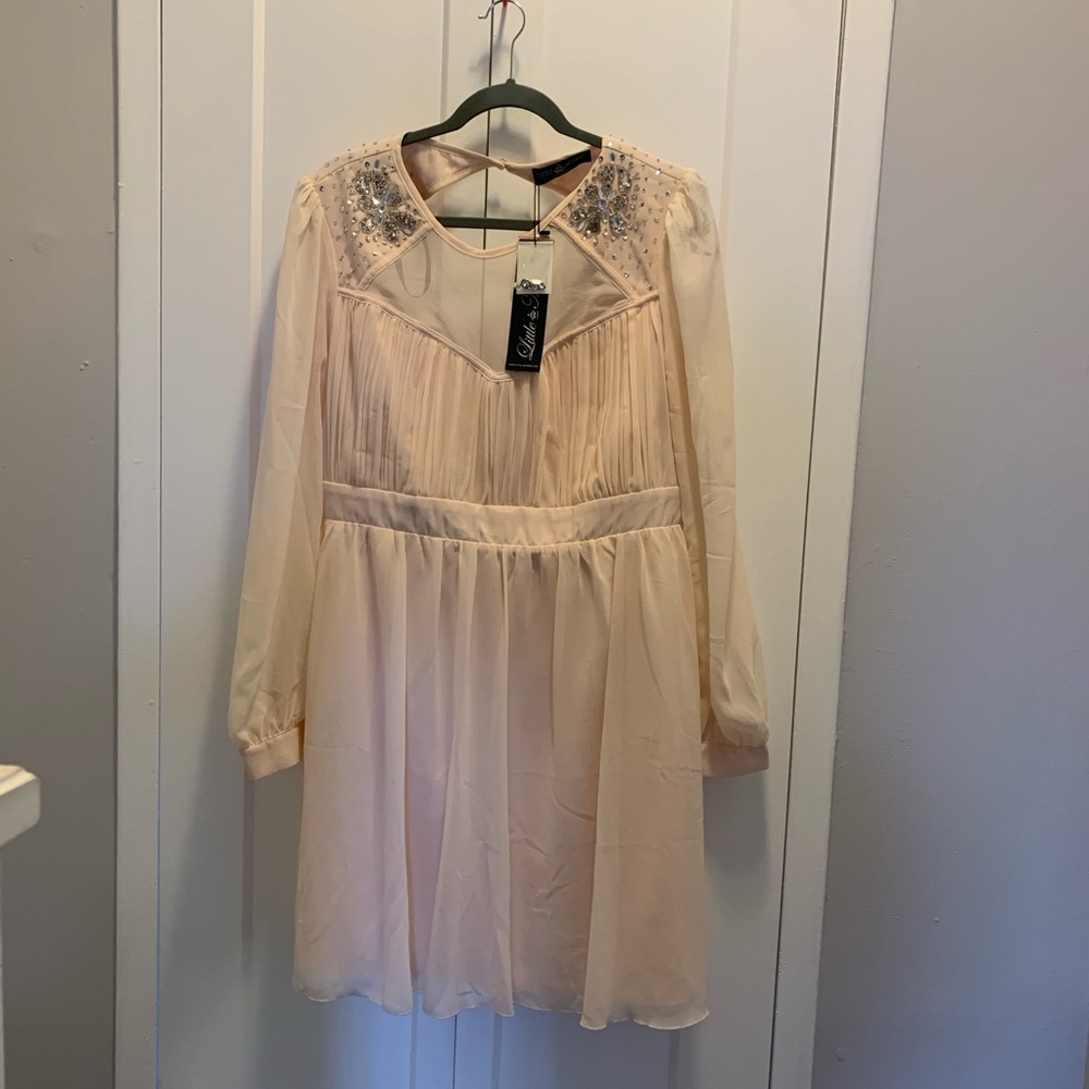 Pink Embellished Skater Dress